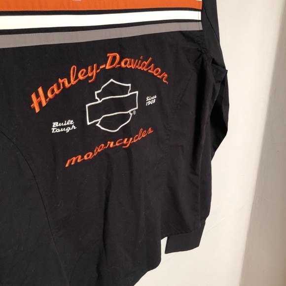 Harley Davidson Embroidered Moto Biker Logo Button Down Shirt Top Women’s Small - Picture 3 of 6